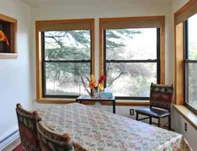 dining/sitting area with mountain views