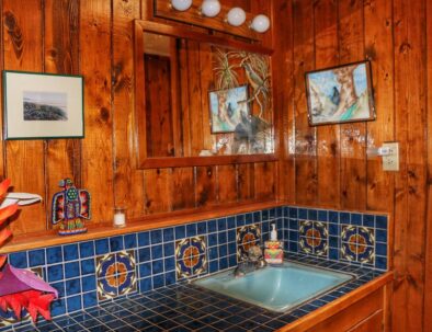 tiled bathroom sink area