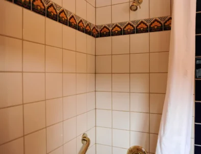 bathtub/shower with Mexican tiles