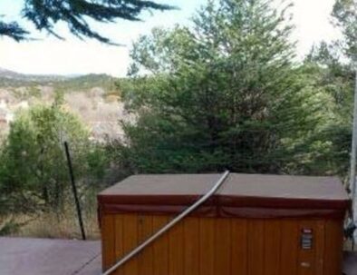 Outdoor hot tub shared with other guests